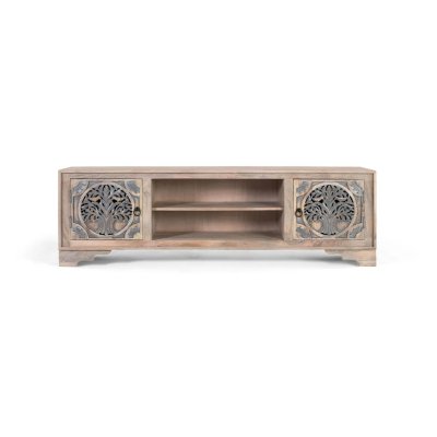 GINER Y COLOMER Meuble tv avec 2 portes et 2 compartiments en bois de manguier 