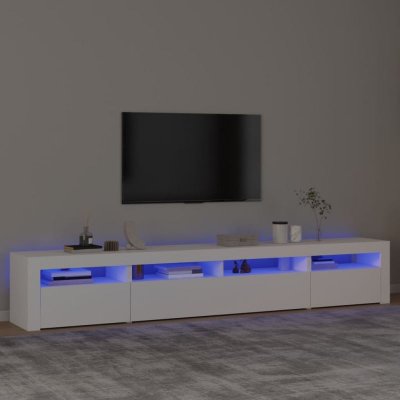 VIDAXL Meuble tv avec lumi&egrave;res led Blanc 240x35x40 cm - 