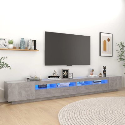 VIDAXL Meuble tv avec lumi&egrave;res led gris b&eacute;ton 300x35x40 cm