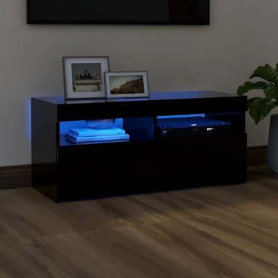 VIDAXL Meuble tv avec lumi&egrave;res led noir 90x35x40 cm