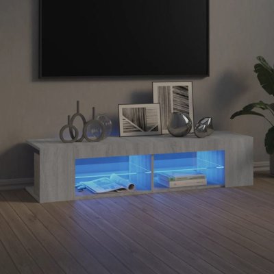 VIDAXL Meuble tv avec lumi&egrave;res led sonoma gris 135x39x30 cm - 