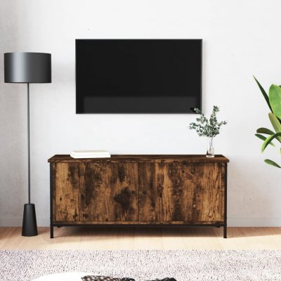 VIDAXL Meuble TV avec portes ch&ecirc;ne fum&eacute; 102x35x45 cm bois d'ing&eacute;nierie