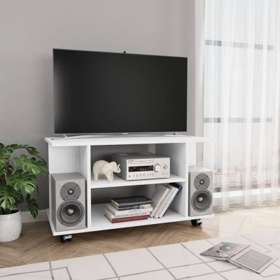 VIDAXL Meuble tv avec roulettes blanc 80 x 40 x 40 cm agglom&eacute;r&eacute;