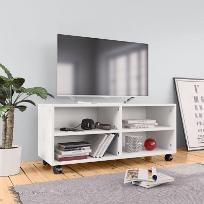 VIDAXL Meuble tv avec roulettes blanc 90 x 35 x 35 cm agglom&eacute;r&eacute;