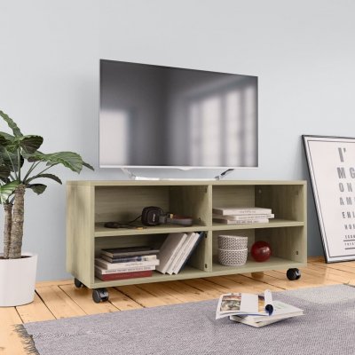 VIDAXL Meuble tv avec roulettes ch&ecirc;ne sonoma 90x35x35 cm agglom&eacute;r&eacute;
