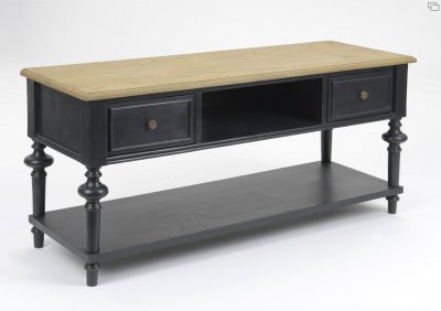 AMADEUS Meuble TV bas en bois 2 tiroirs 1 niche et 1 tablette