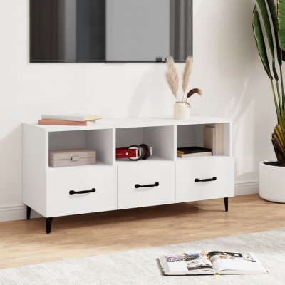 VIDAXL Meuble tv Blanc 102x35x50 cm Bois d'ing&eacute;nierie - 