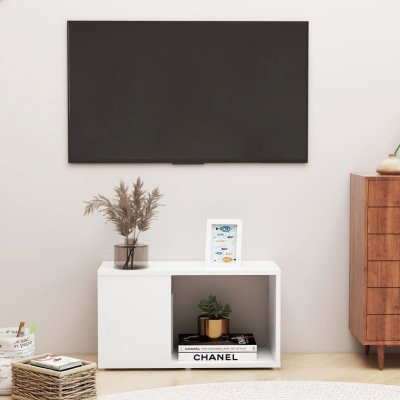 VIDAXL Meuble tv Blanc 60x24x32 cm Agglom&eacute;r&eacute;  Blanc