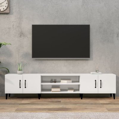 VIDAXL Meuble TV blanc brillant 180x31,5x40 cm bois d'ing&eacute;nierie