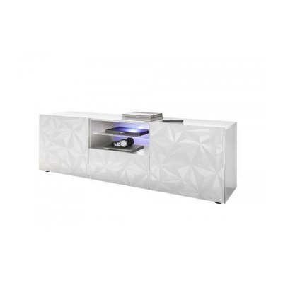 GENERIQUE Meuble TV - Blanc Laqu&eacute; brillant - L 181 x P 43 x H 57cm - PARIGI