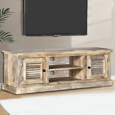VIDAXL Meuble TV Bois de manguier massif  - Brun