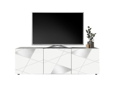 VICTORY Meuble tv cantiano - 3 portes - blanc laqu&eacute; 20905003