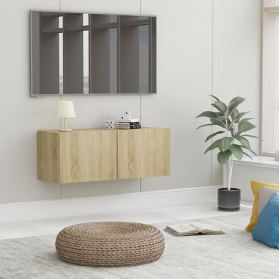 VIDAXL Meuble tv Ch&ecirc;ne sonoma 80x30x30 cm Agglom&eacute;r&eacute;  Ch&ecirc;ne sonoma