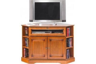 ACTUAL DIFFUSION Meuble tv d'angle 2 portes merisier