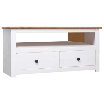 VIDAXL Meuble TV d'angle Blanc 93x49x49 cm Pin Assortiment Panama