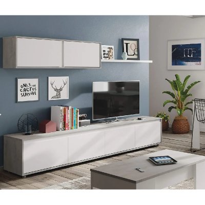 ALTER Meuble tv de salon effet bois b&eacute;ton