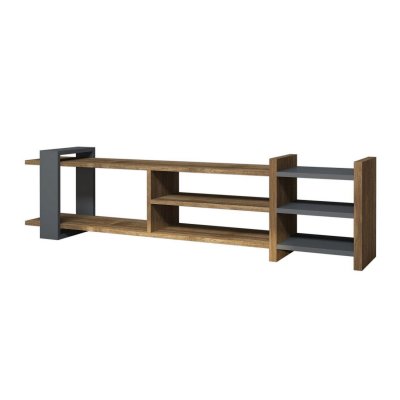 TOILINUX Meuble TV design L. 156 x H. 40 cm gris anthracite