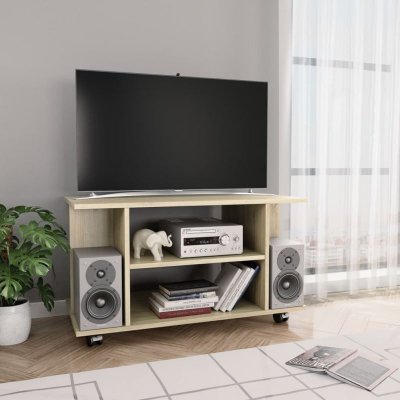 VIDAXL Meuble TV et roulettes ch&ecirc;ne sonoma 80x40x45 cm bois ing&eacute;nierie