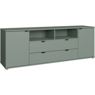 GENERIQUE Meuble TV - GANYMEDE - Sauge - 2 portes, 2 tiroirs, 2 niches - 179,8 x 41,3 x 63,1 cm