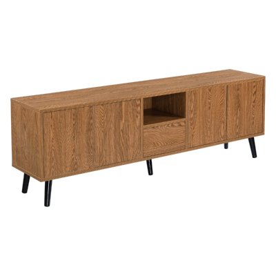 EN.CASA Meuble TV Hedemora 140 x 30 x 46 cm Effet Bois Fonc&eacute; []