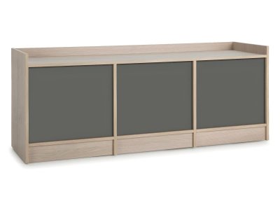 VS VENTA STOCK Meuble TV Mosc&uacute; avec 3 Portes, Couleur Ch&ecirc;ne/Gris, 139 cm (Largeur)