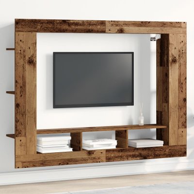VIDAXL Meuble TV Mural - Bois Vieilli - 152x22x113 cm - Vintage - 3 &Eacute;tag&egrave;res