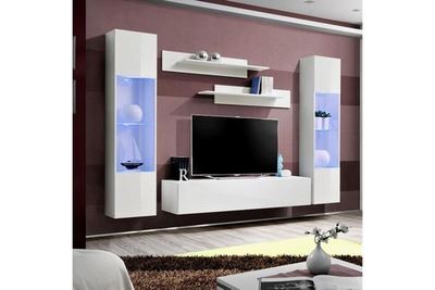 PARIS PRIX Meuble tv mural design ""fly iii"" 260cm blanc