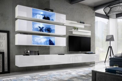 PARIS PRIX Meuble TV Mural Design Fly XI 320cm Blanc