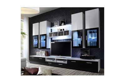 PARIS PRIX Meuble tv mural design lyra 300cm noir & blanc