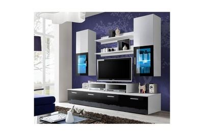 PARIS PRIX Meuble tv mural design mini 200cm noir & blanc