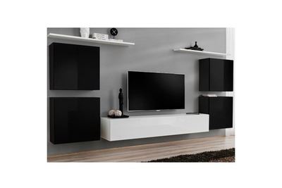 PARIS PRIX Meuble tv mural design switch iv 320cm noir & blanc