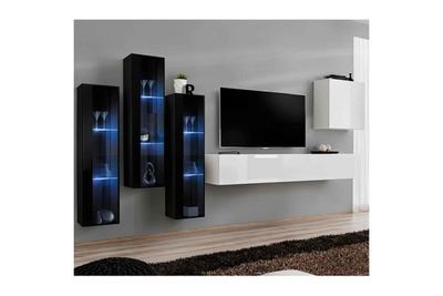 PARIS PRIX Meuble tv mural design switch xiii 330cm blanc & noir