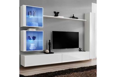 PARIS PRIX Meuble tv mural design switch xviii 280cm blanc
