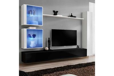 PARIS PRIX Meuble tv mural design switch xviii 280cm noir & blanc