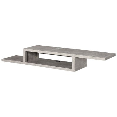 HOMCOM Meuble TV mural flottant  - Gris - Niche, passe-fils - 152cm