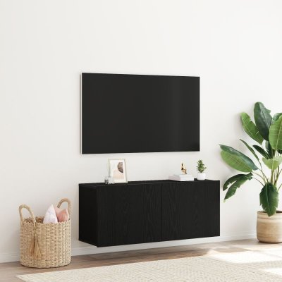 VIDAXL Meuble Tv Mural  Ch&ecirc;ne Noir 100x30x41 Cm Bois D'ing&eacute;nierie
