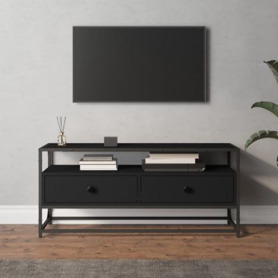 VIDAXL Meuble tv noir 100x35x45 cm bois d'ing&eacute;nierie - 