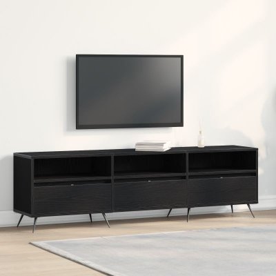 VIDAXL Meuble TV - Noir - 150x30x445 cm - Bois ding&eacute;nierie - 3 tiroirs