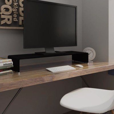 VIDAXL Meuble tv/ support pour moniteur 90 x 30 x 13 cm verre noir