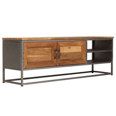 VIDAXL Meuble tv teck recycl&eacute; et acier 120 x 30 x 40 cm