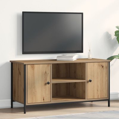 VIDAXL Meuble Tv  Artisan Ch&ecirc;ne 100x40x50 Cm Bois D'ing&eacute;nierie Et Acier