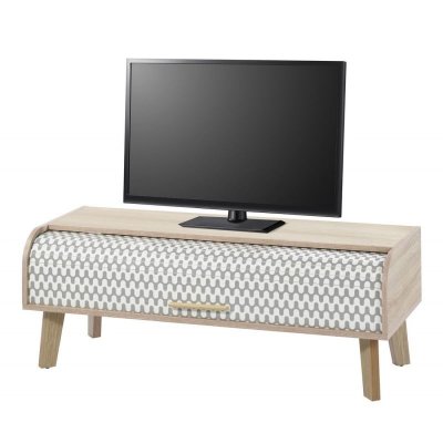 BEAUX MEUBLES PAS CHERS Meuble TV Vintage Ch&ecirc;ne 1 Rideau - Coloris Rideau: Vagues Grises 810 