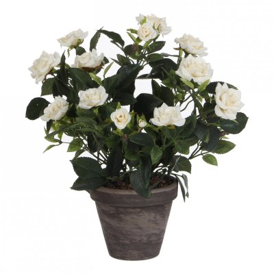 MICA DECORATIONS  Artificial Rosebush Blanc