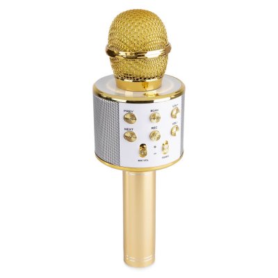 GENERIQUE Micro de karaok&eacute; Max KM01 2-en-1 : enceinte Bluetooth & lecteur multim&eacute;dia - Or 
