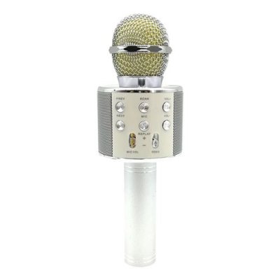 YONIS Microphone Android iOs Karaok&eacute; Bluetooth 4.2 Haut-Parleur Puissance 5W Argent
