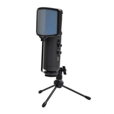 !KEEP OUT Microphone de Bureau KEEP OUT XMICPRO USB Streaming LED Noir
