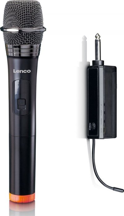LENCO Microphone sans fil avec r&eacute;cepteur 6,3 mm  MCW-011BK Noir