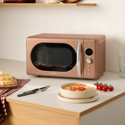 CREATE Microwave Retro - Micro-ondes 20l Gril Num&eacute;rique 900w - marron