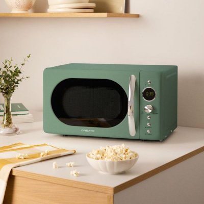 CREATE MICROWAVE RETRO - Micro-ondes 20L gril num&eacute;rique 900W Vert sauge