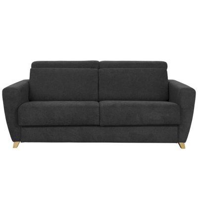 MILIBOO  - Canap&eacute; convertible 3 places avec t&ecirc;ti&egrave;res ajustables effet velours gris anthracite GOYA